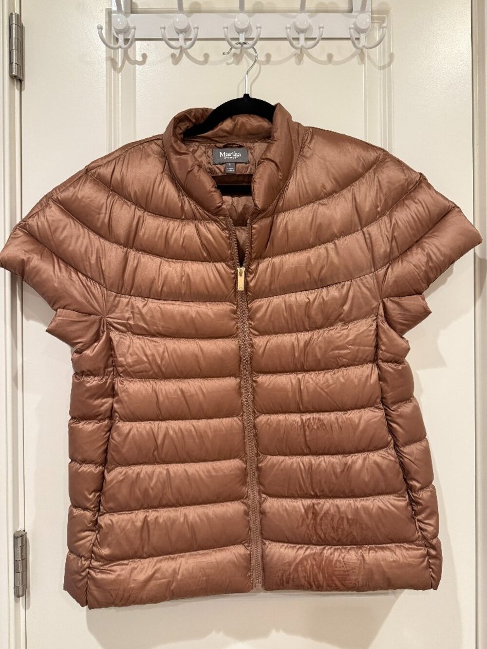 Martha Stewart Short Sleeve Quilted Down Puffer Vest Raw Umber (Size L)